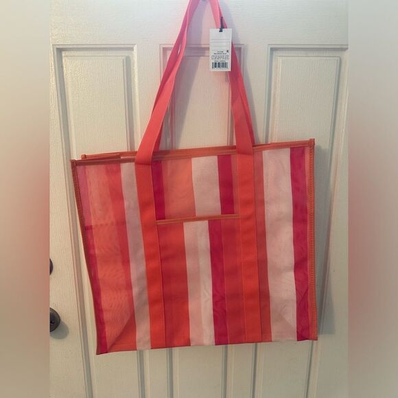 Shade & Shore Large mesh beach tote bag striped - Picture 2 of 3